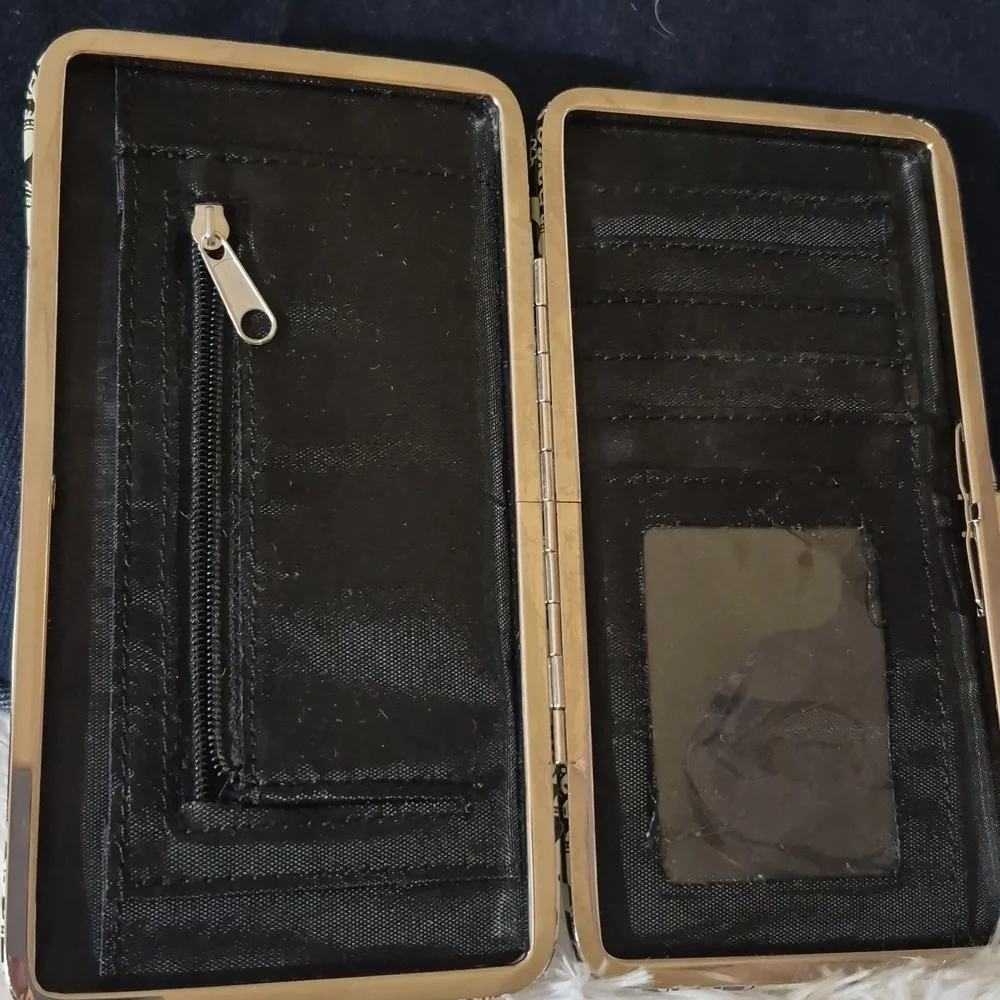 Boho Black N White Elephant Push Snap Open Wallet Clutch